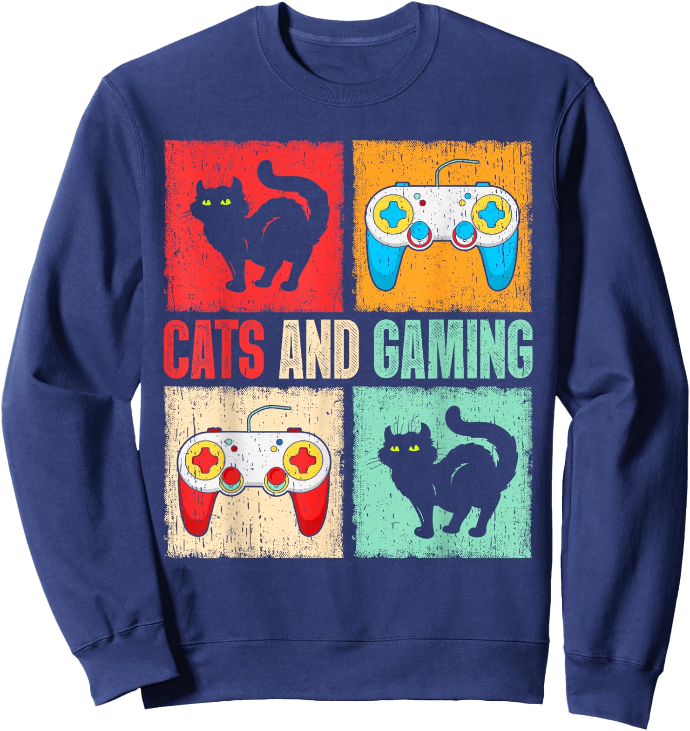 Cats And Gaming For The Cat Lover Gamer Video Game Player Women Kids Sweatshirt - Sweatshirt | Navy