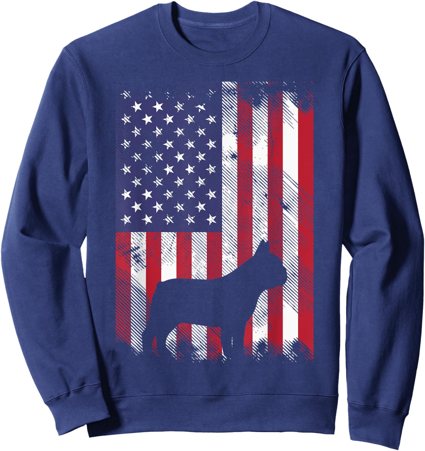 American Flag French Bulldog Frenchie Patriotic 4th Of July Sweatshirt - Sweatshirt | Navy