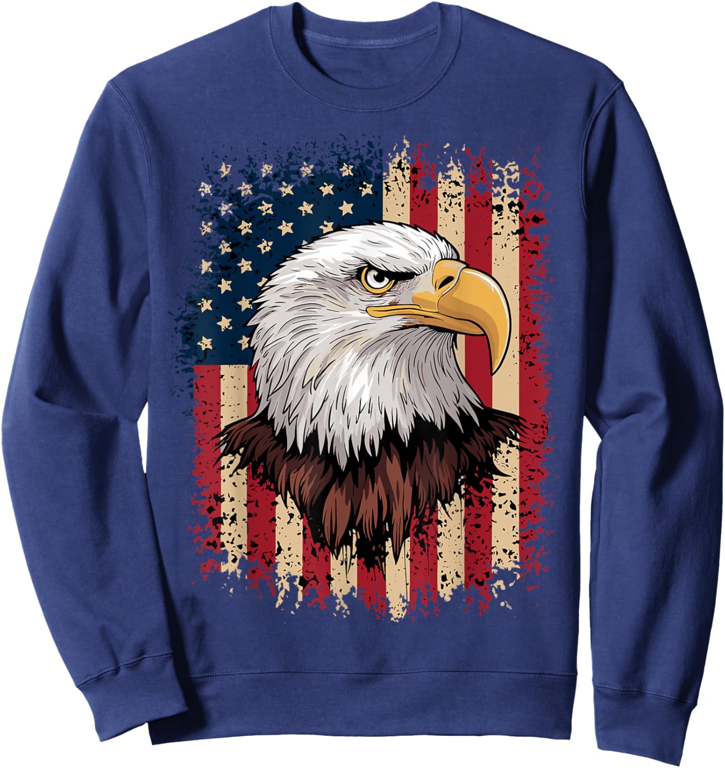American Flag Bald Eagle Patriotic Sweatshirt - Sweatshirt | Navy