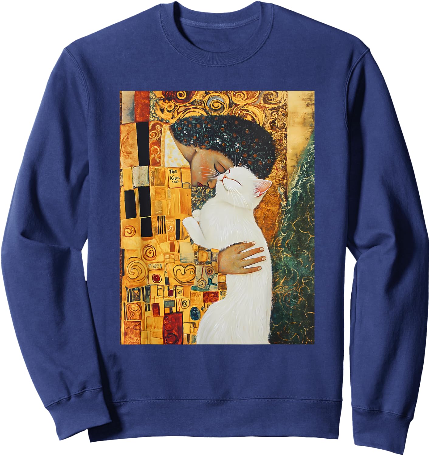 Klimt’s The Kiss Cat Lover Parody Klimt Style Women Sweatshirt - Sweatshirt | Navy