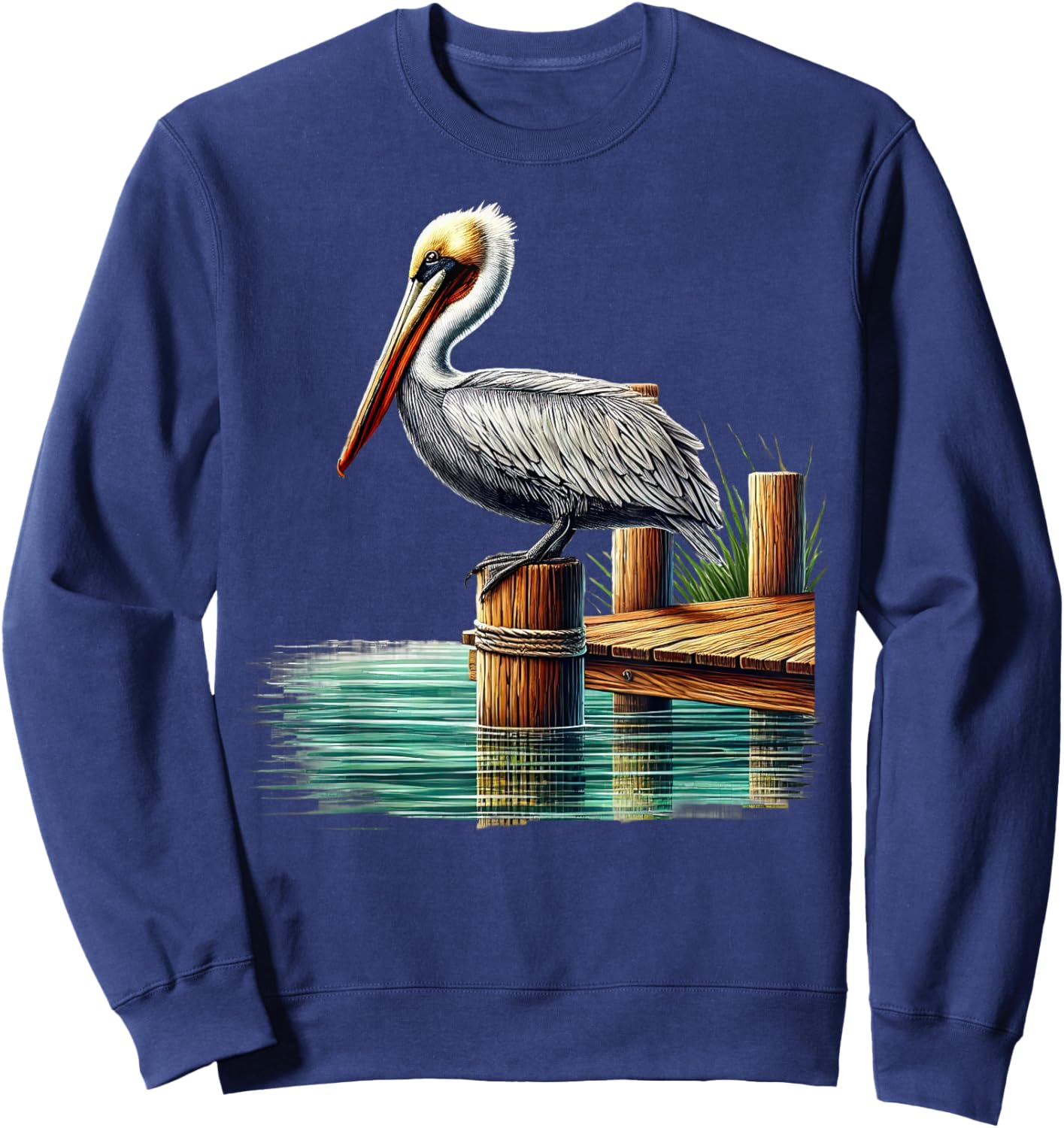 Unique Brown Pelican Piling Design for Pelican Lover Sweatshirt - Sweatshirt | Navy
