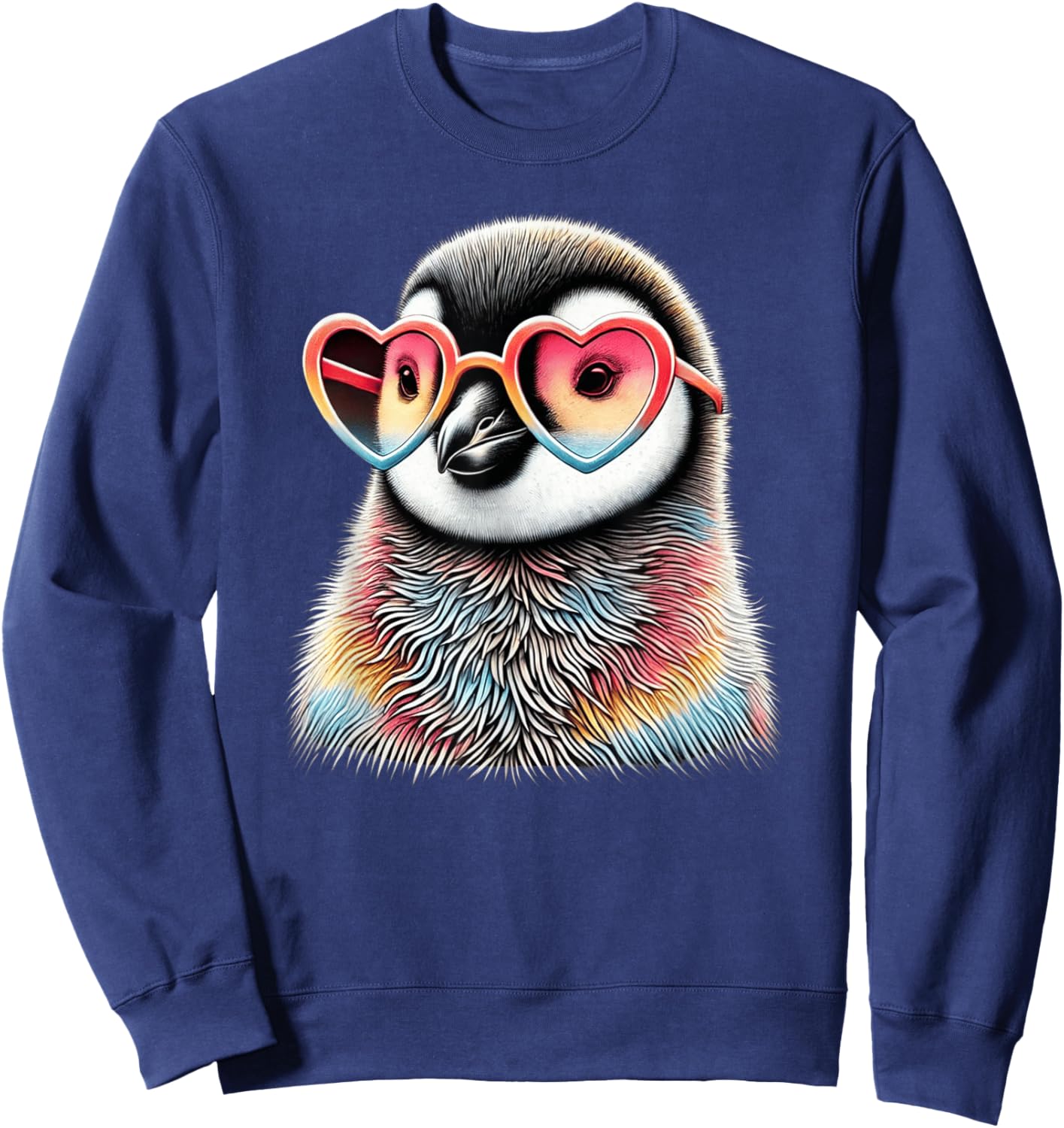Cute Valentines Day Penguin Heart Sunglasses Boys Girls Kids Sweatshirt - Sweatshirt | Navy