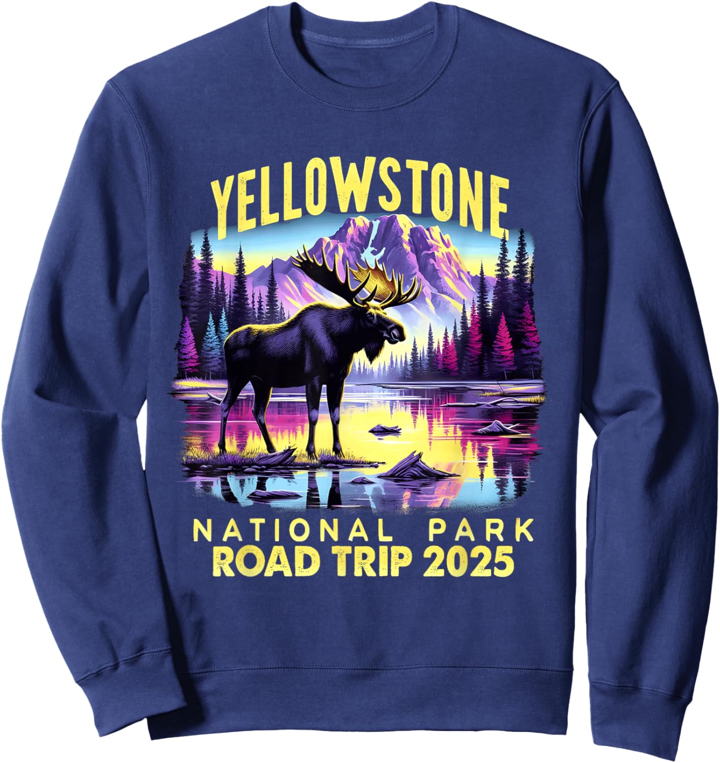 Yellowstone Road Trip 2025 Nature Adventure Souvenir Costume Sweatshirt - Sweatshirt | Navy