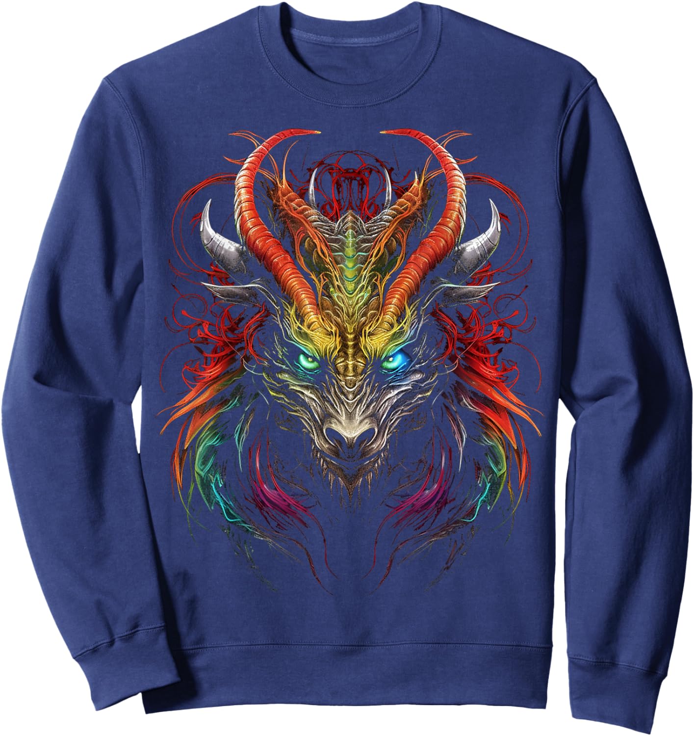Dragon Abstract Colorful Animal Art Graphic Dragon Sweatshirt - Sweatshirt | Navy