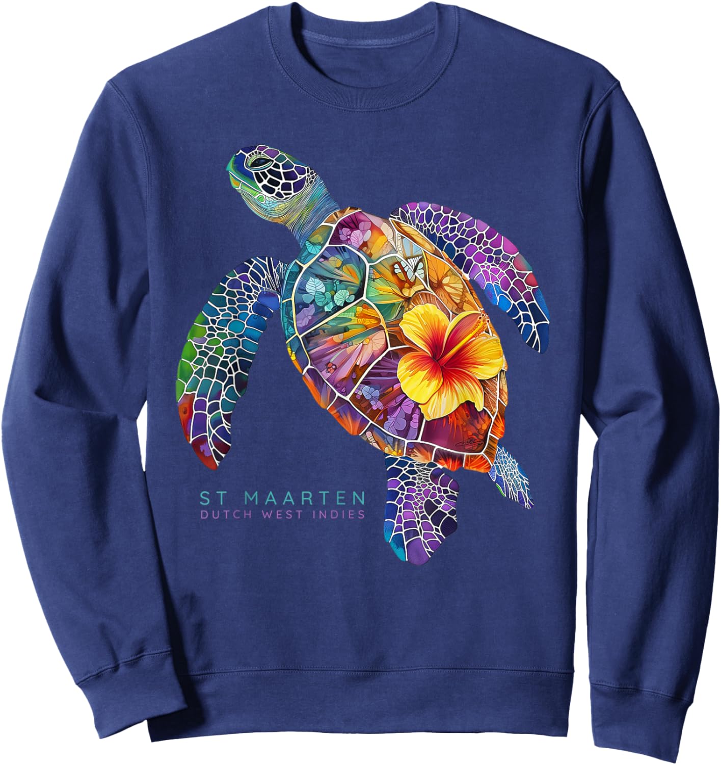 St. Maarten Sea Turtle Dutch West Indies St. Martin Vacation Sweatshirt - Sweatshirt | Navy