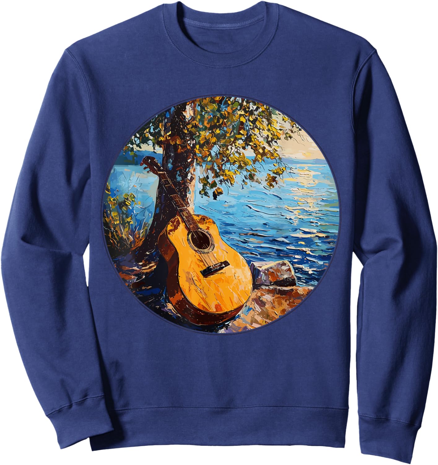 Acoustic Guitar By The Lake Guitarist Sweatshirt - Sweatshirt | Navy