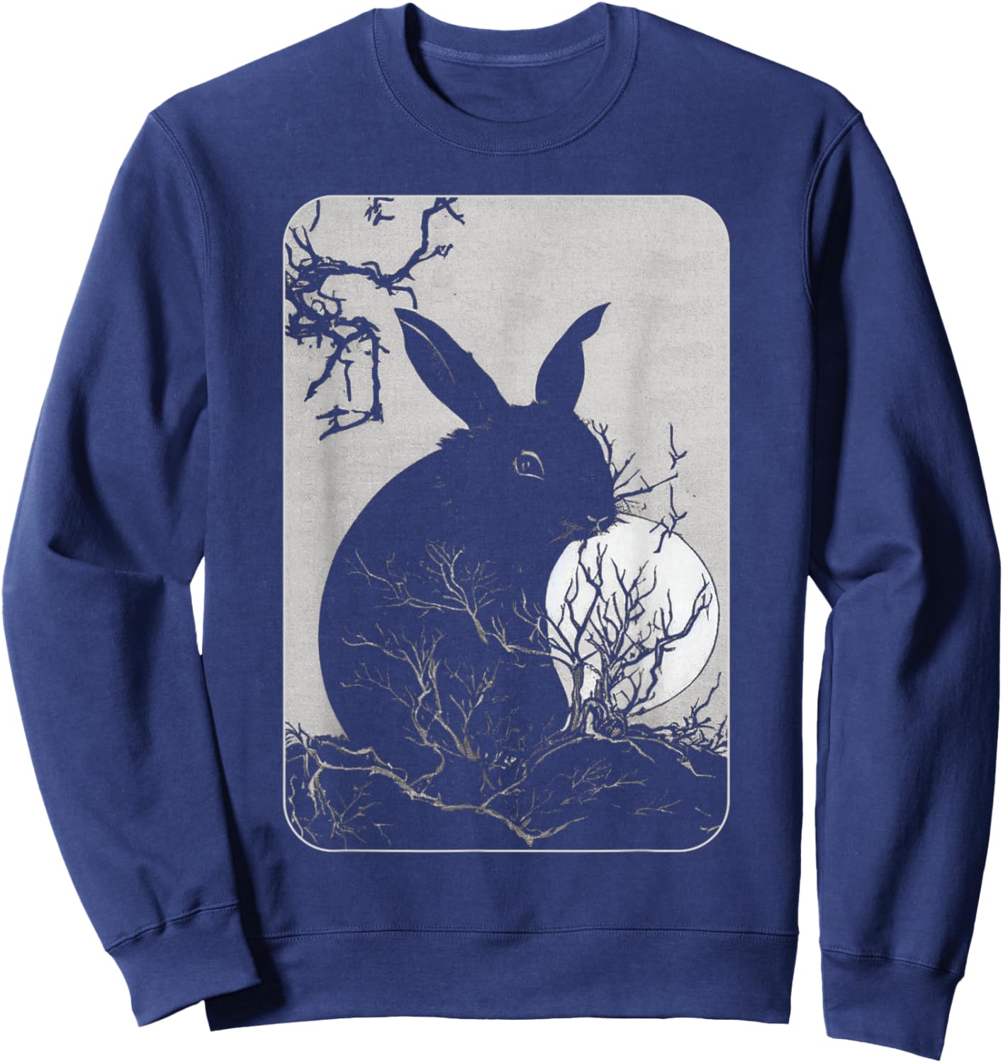 Rabbit Lover, Rabbit and Moon Sweatshirt - Sweatshirt | Navy
