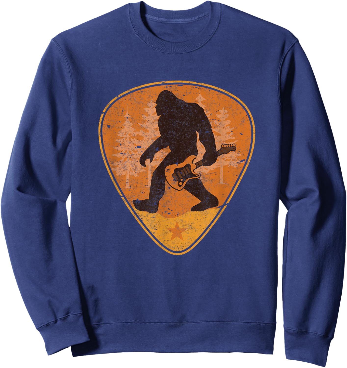Bigfoot Guitar Sasquatch Yeti Shirt Guitarist Music Men Sweatshirt - Sweatshirt | Navy