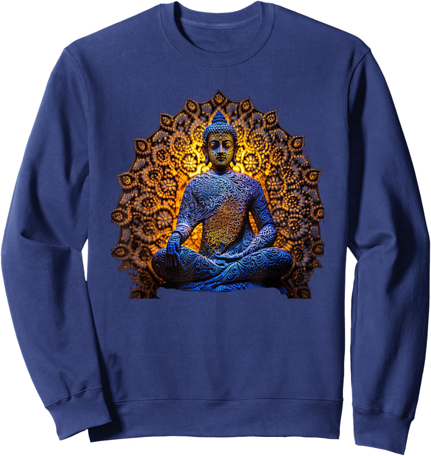 Buddha Statue Yoga Buddhist Zen Buddhism Meditation Sweatshirt - Sweatshirt | Navy