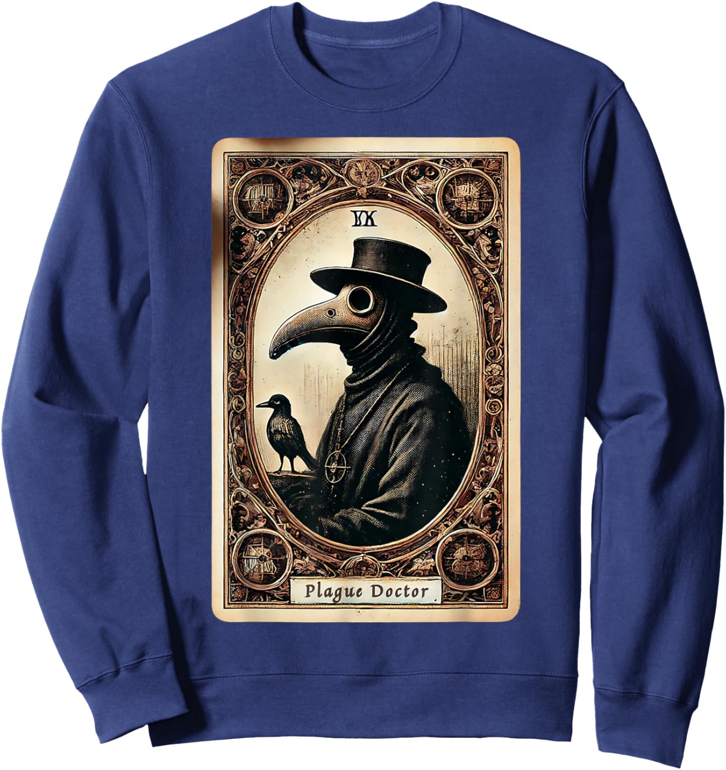 Plague Doctor Tarot Card Shirt Horror Death Occult Satanic Sweatshirt - Sweatshirt | Navy