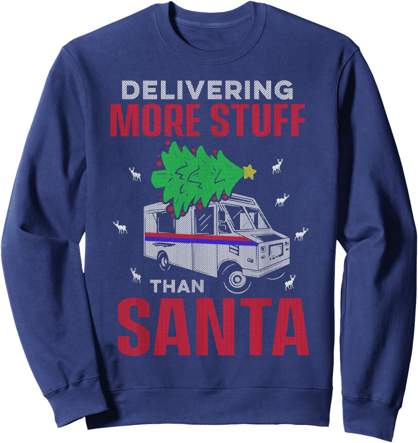 Postal Worker Ugly Christmas Design Santa Mailman Sweatshirt - Sweatshirt | Navy