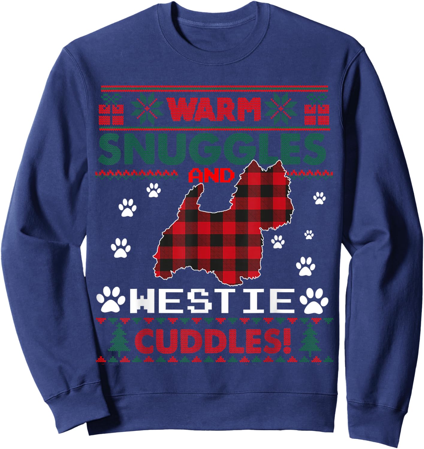 Westie Dog Christmas Pajama Shirt Ugly Christmas Sweater Sweatshirt - Sweatshirt | Navy
