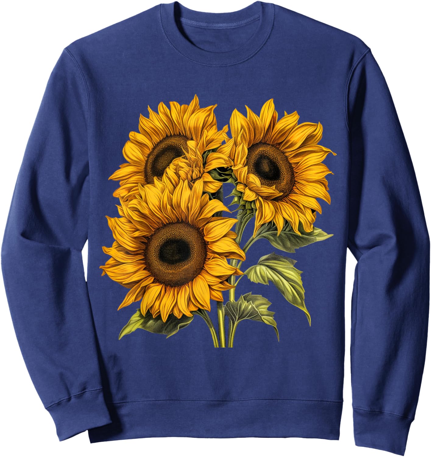 Yellow Sunflower Cute summer Sun flowers Floral Positivity Sweatshirt - Sweatshirt | Navy