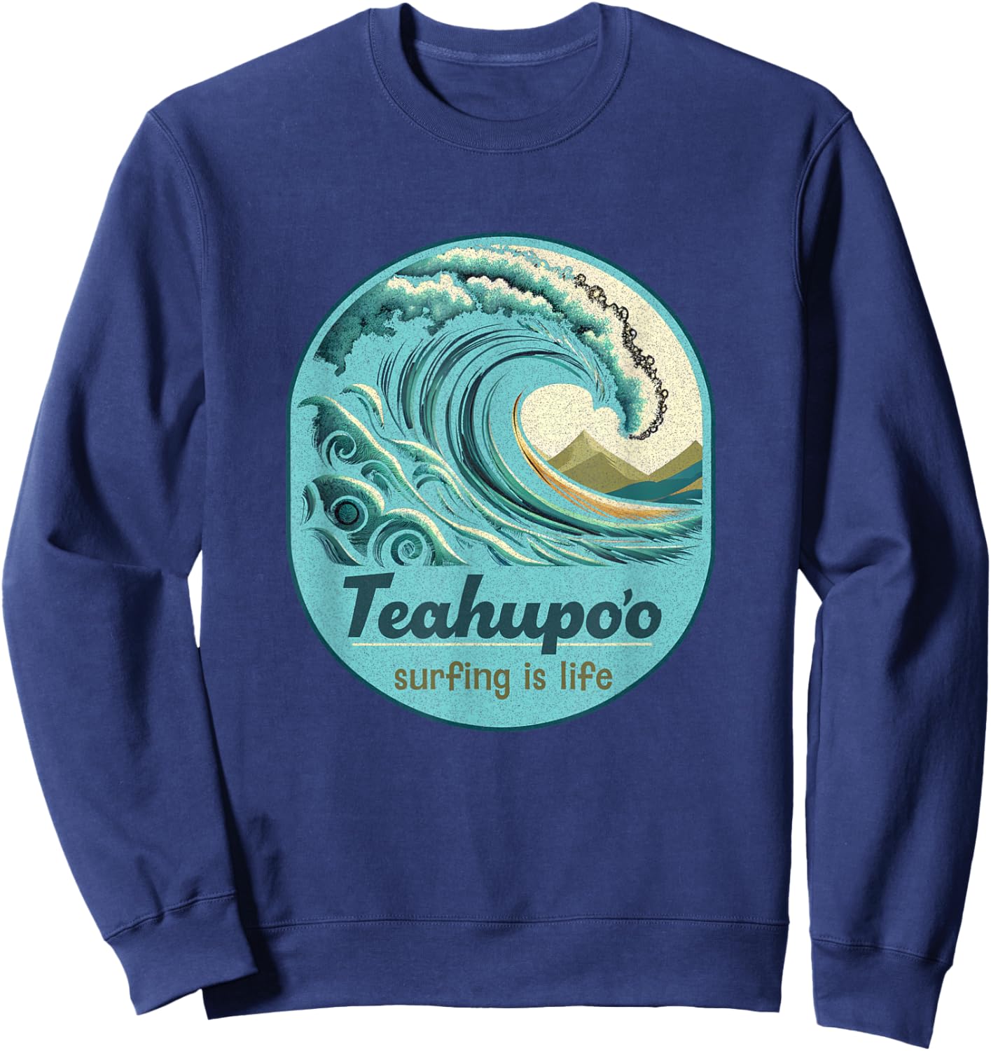Teahupoo Surfing French Polynesia Tahiti Teahupo'o Souvenir Sweatshirt - Sweatshirt | Navy