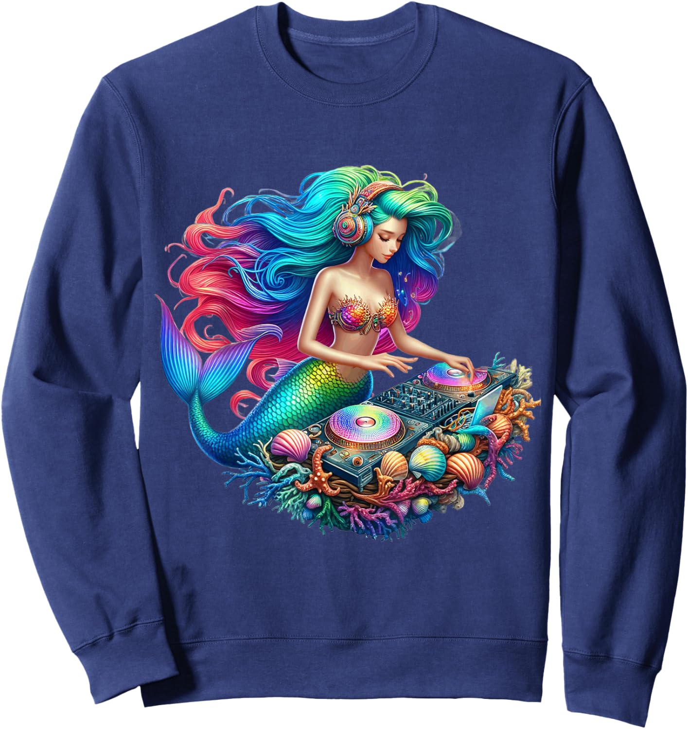 Underwater Mermaid DJ - EDM Music Lover Sweatshirt - Sweatshirt | Navy