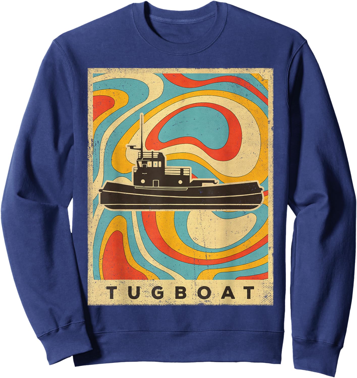Vintage Tugboat Retro Gift Sweatshirt - Sweatshirt | Navy