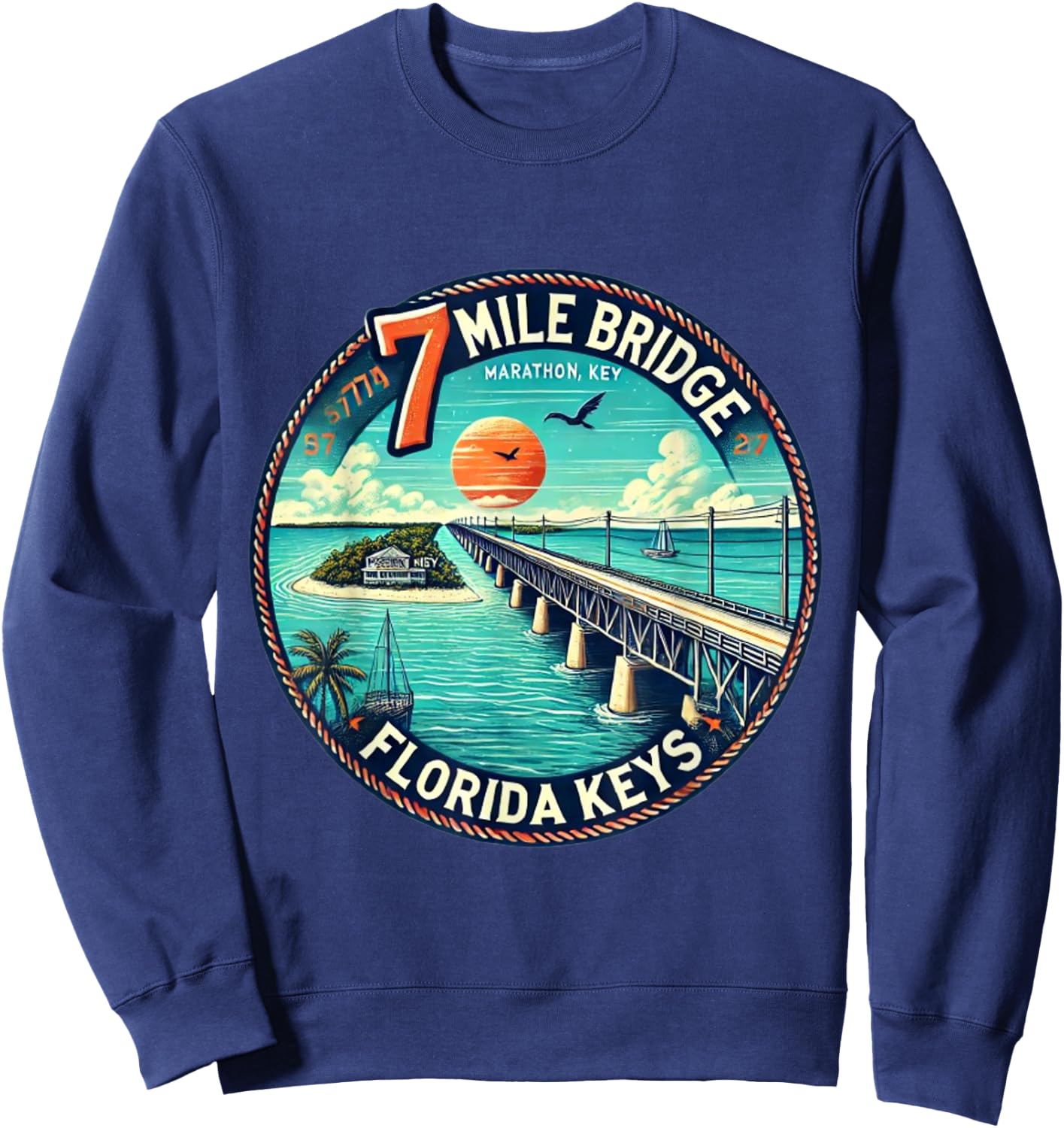 Florida Keys 7 Mile Bridge Marathon Sweatshirt - Sweatshirt | Navy