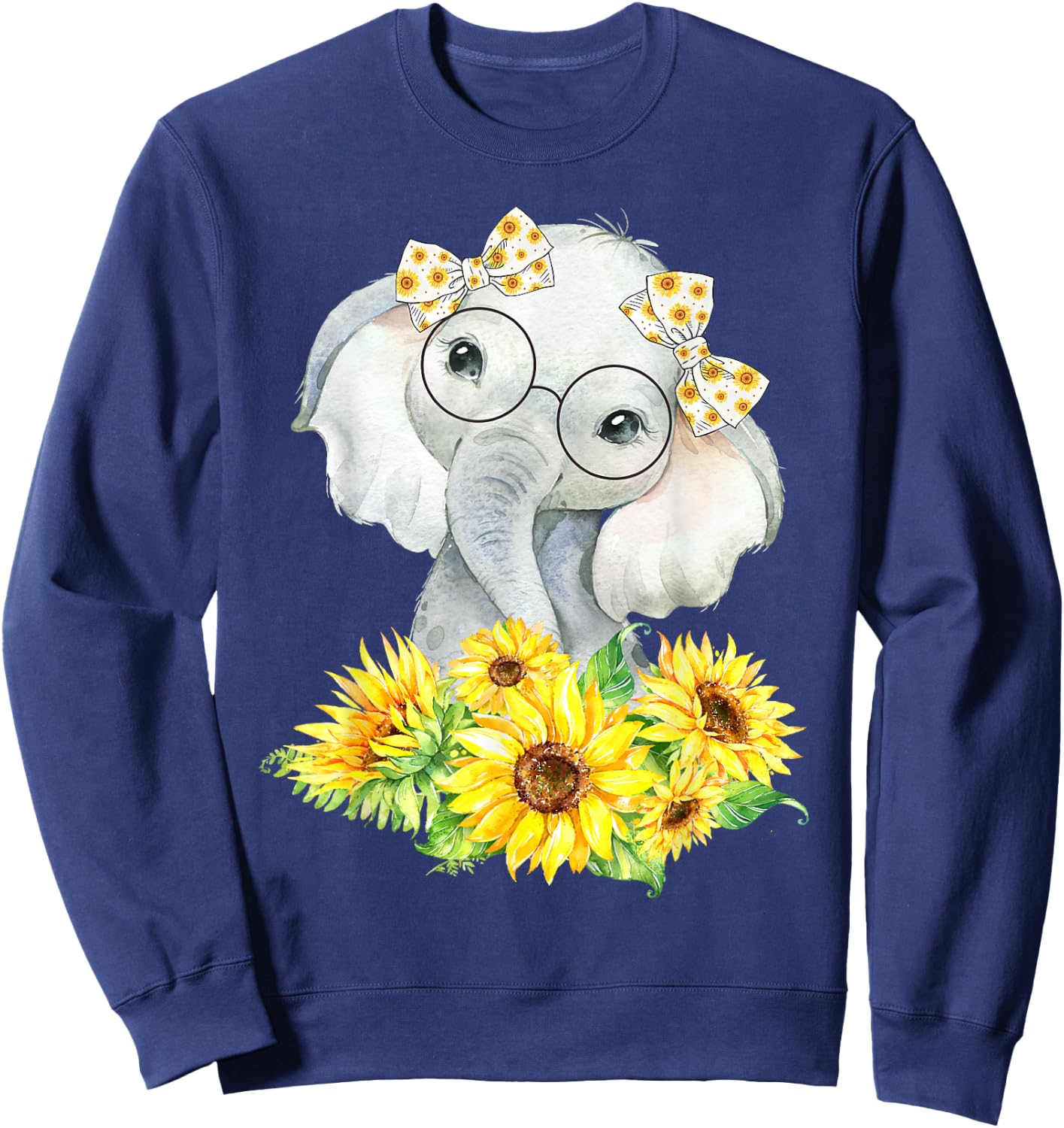 Elephant Sunflower Gifts for Girls Boys Sweatshirt - Sweatshirt | Navy