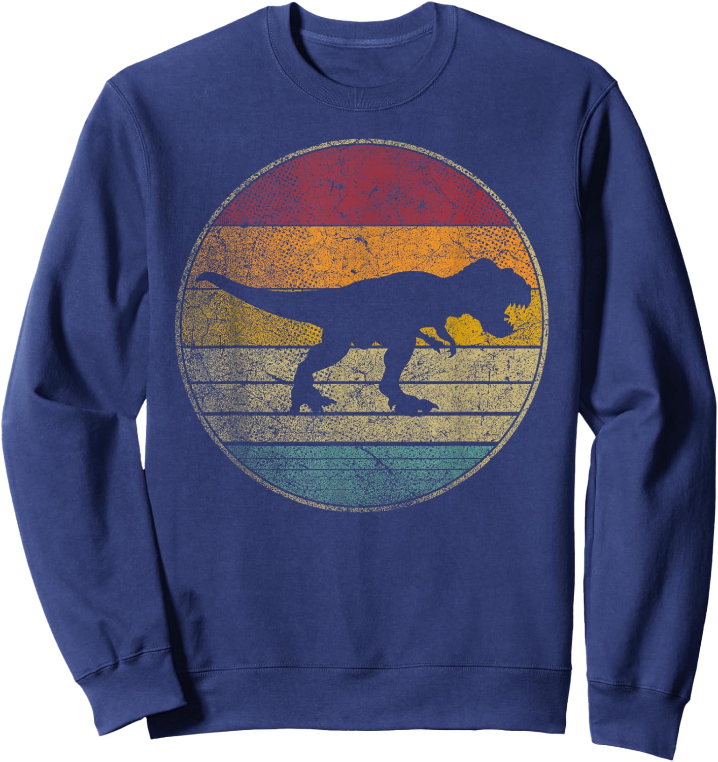 Tyrannosaurus T Rex Dinosaur Vintage Distressed Retro Style Sweatshirt - Sweatshirt | Navy