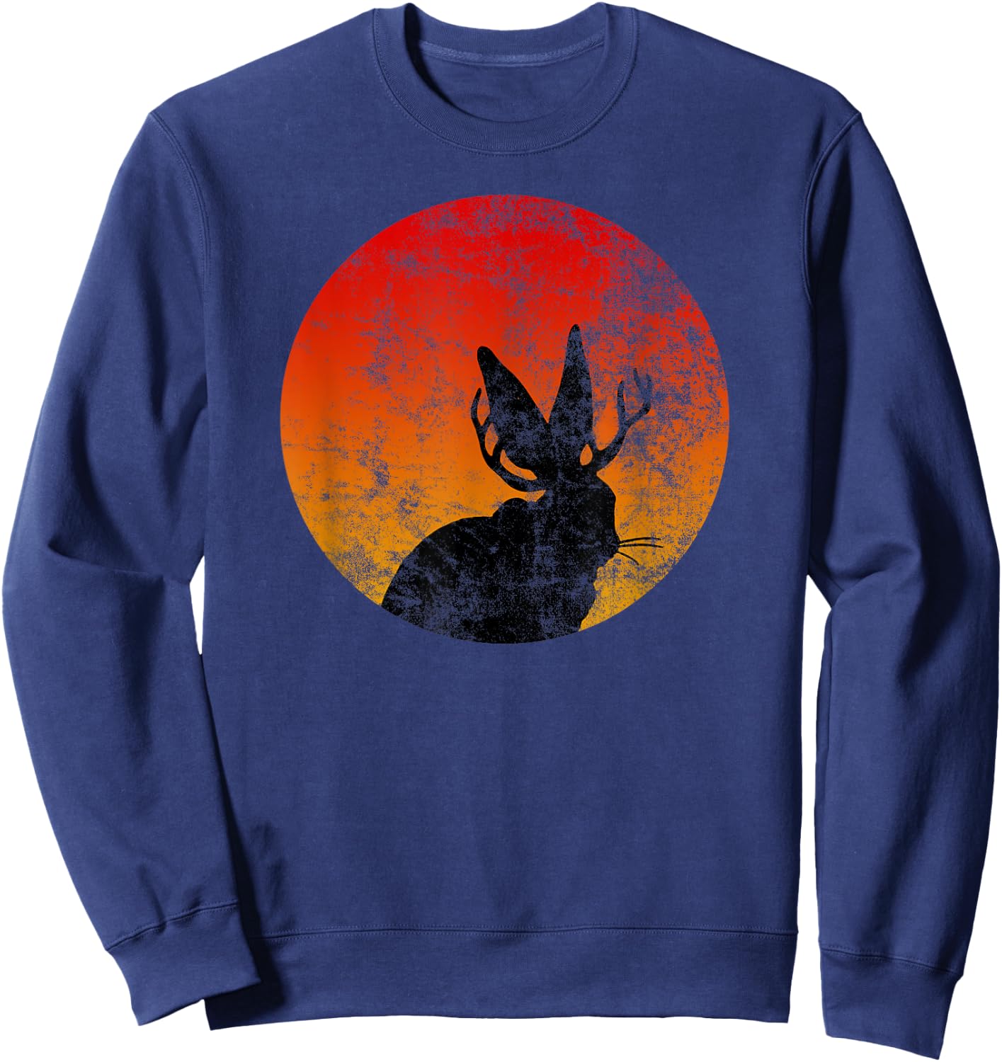 Retro Eighties Jackalope , Vintage Cryptid Rabbit Sweatshirt - Sweatshirt | Navy