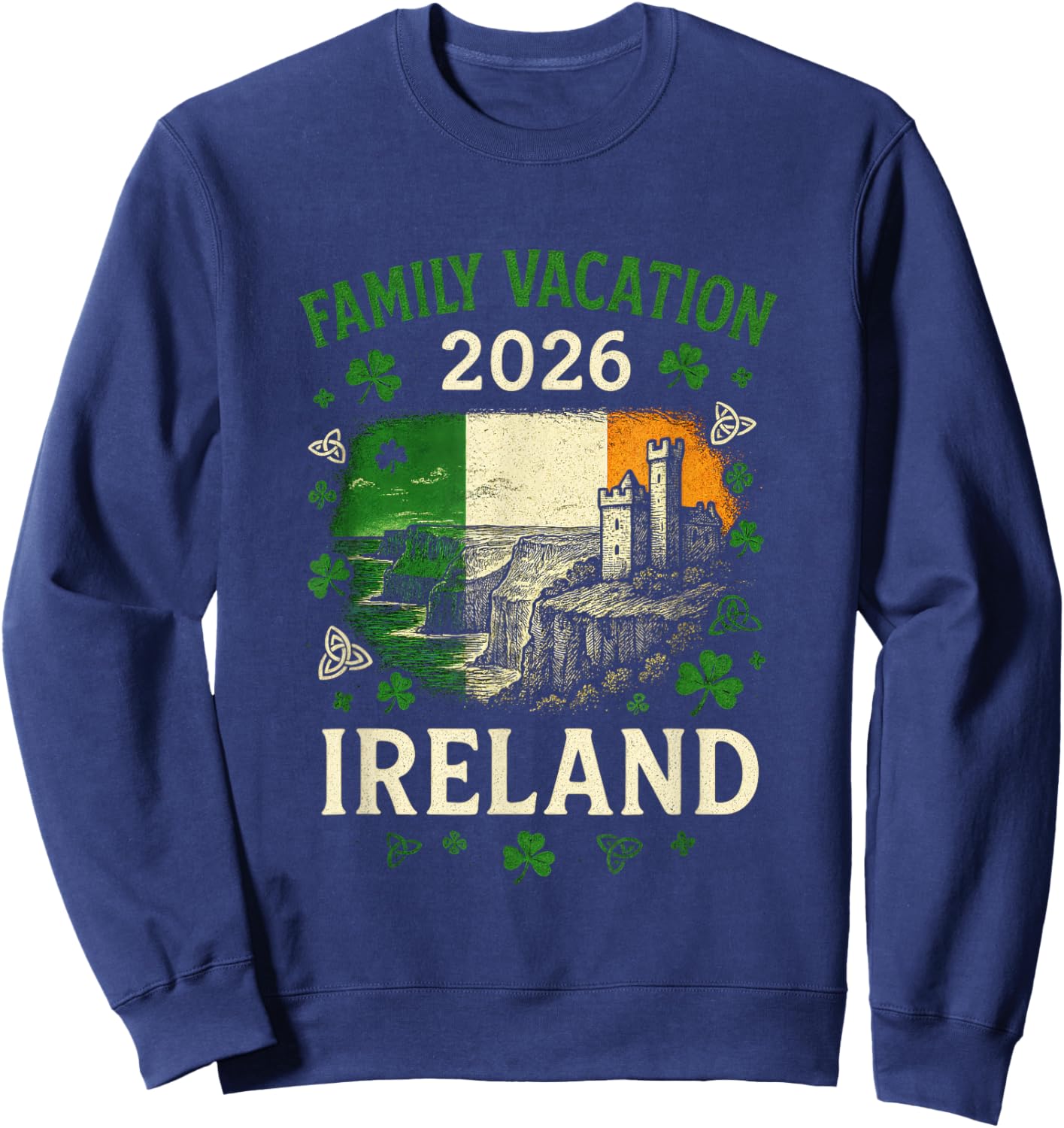 Family Vacation 2026 - Ireland Clover Sweatshirt - Sweatshirt | Navy