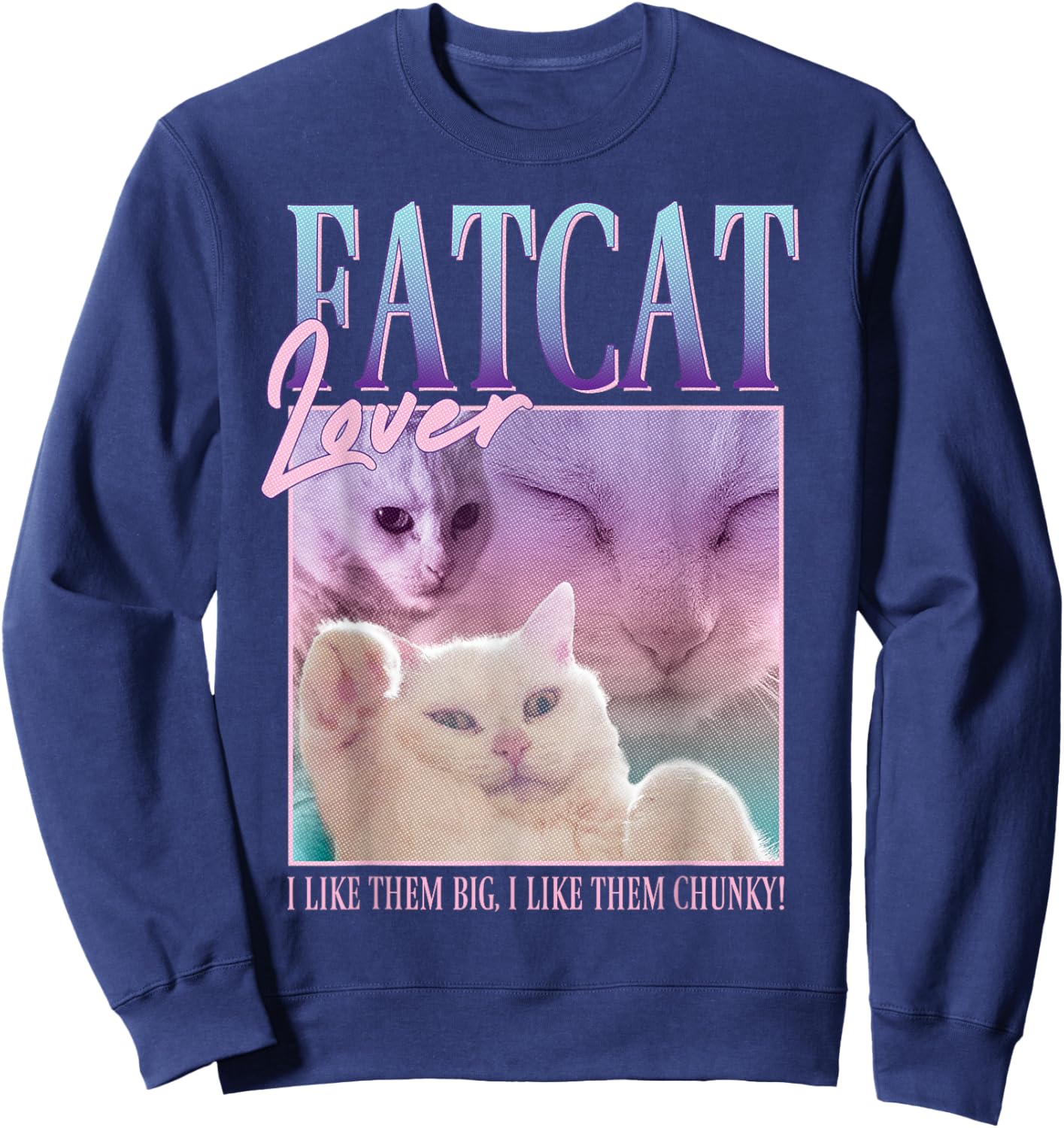 Fat Cat White Kitten Thick Pet Cat Owners Sweatshirt - Sweatshirt | Navy