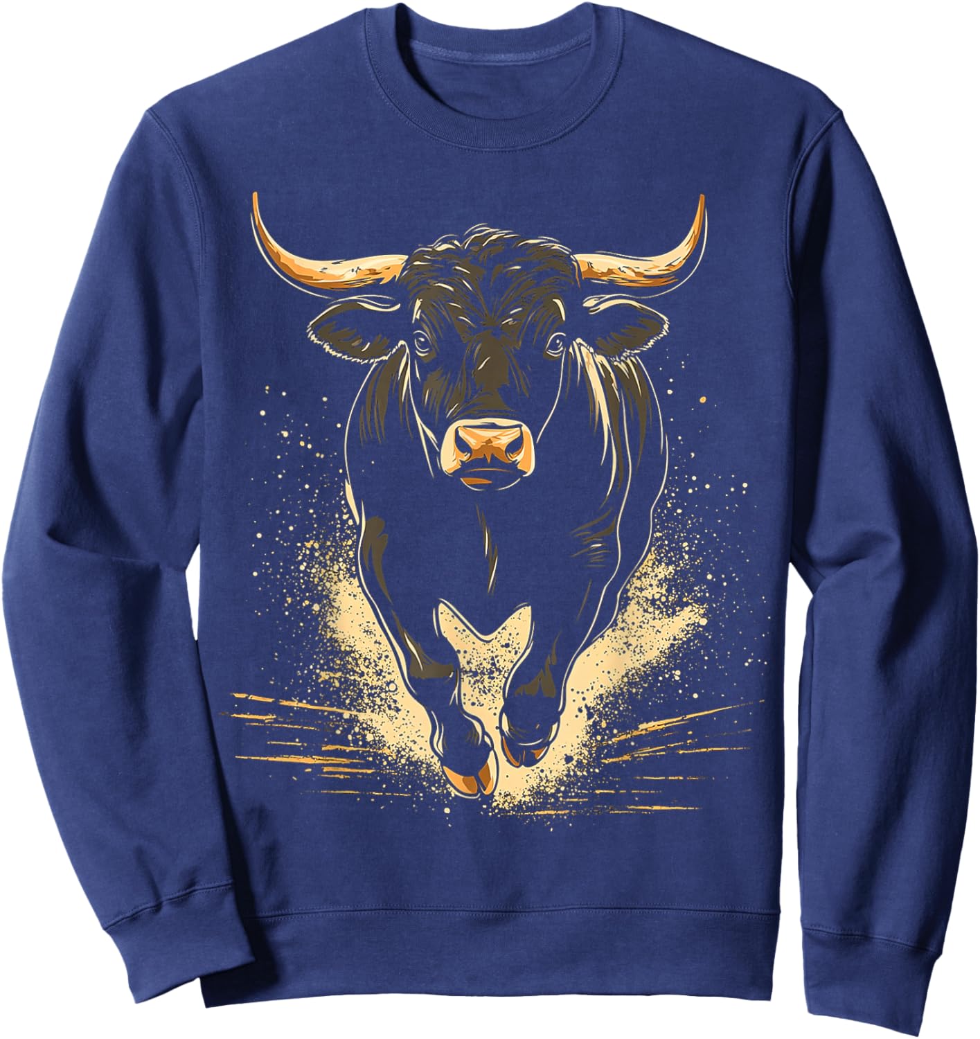 Bull Animal Motif Art Bull Sweatshirt - Sweatshirt | Navy