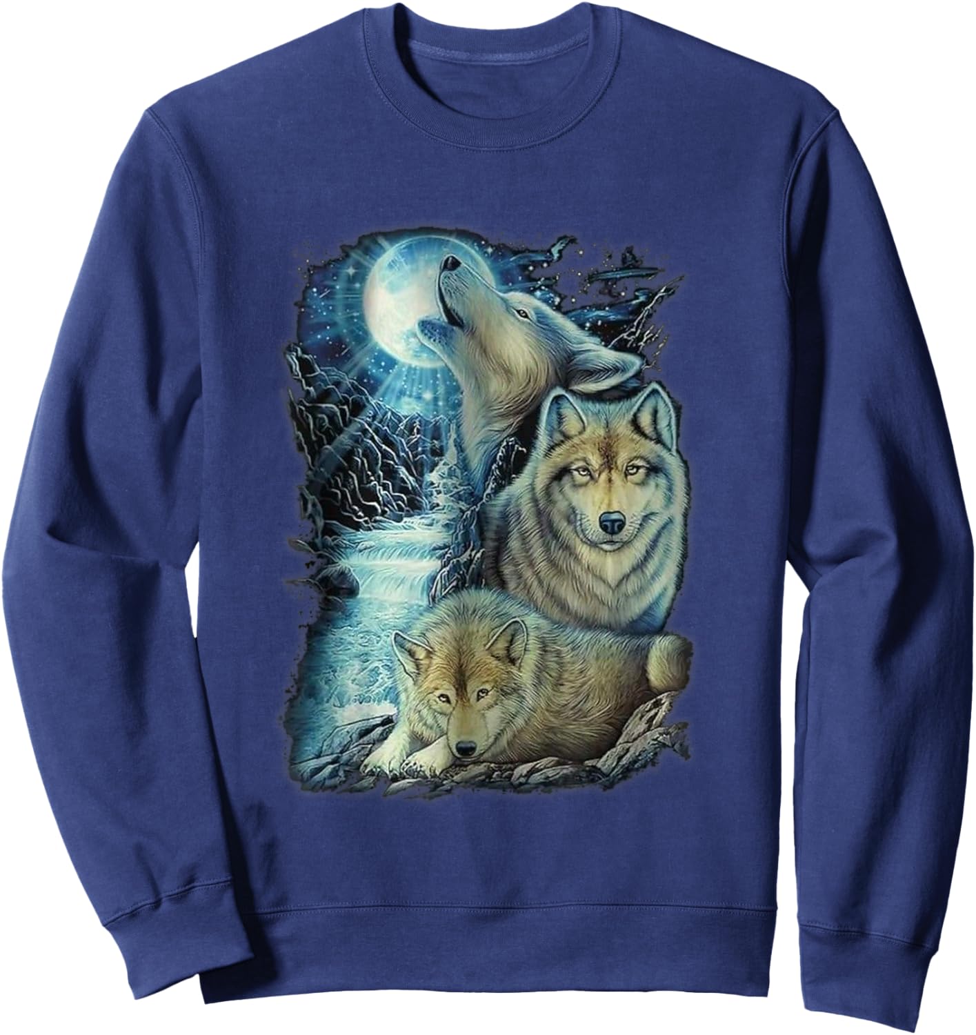 Vintage wolf Shirt wolf women Lovers for boys and girls Sweatshirt - Sweatshirt | Navy