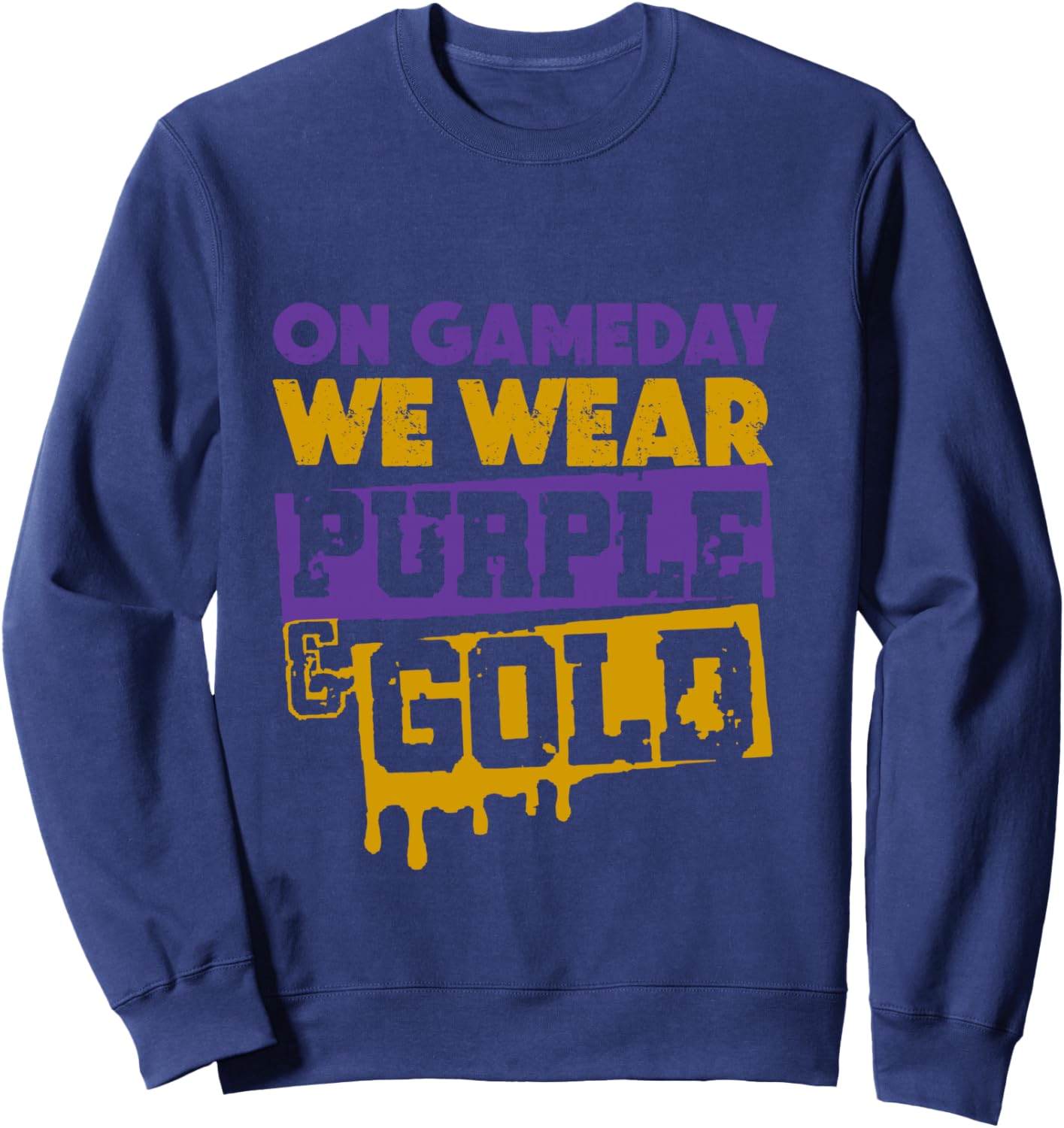 On Gameday Football We Wear Purple and Gold Leopard Sweatshirt - Sweatshirt | Navy
