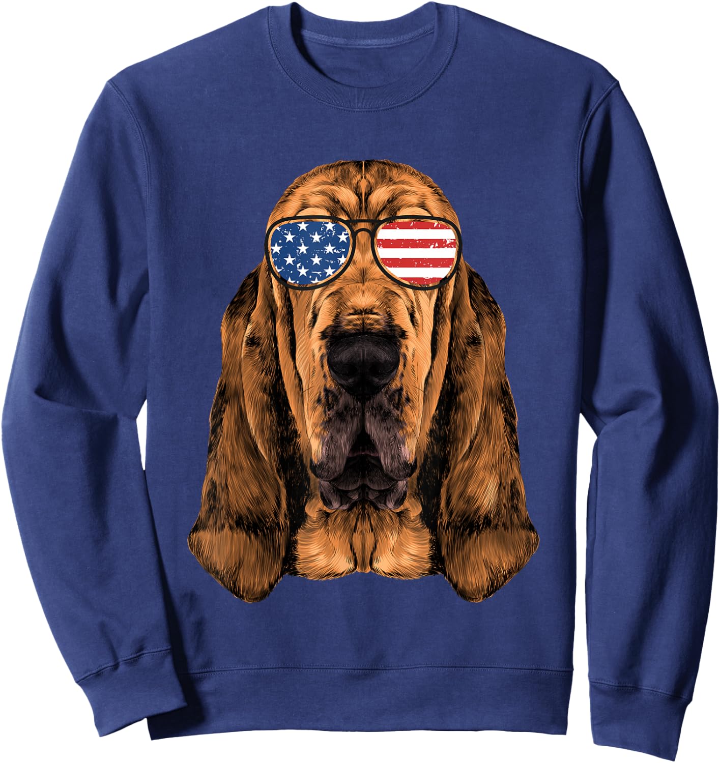 Bloodhound Shirt Men Women Kids American Flag Dog Sweatshirt - Sweatshirt | Navy