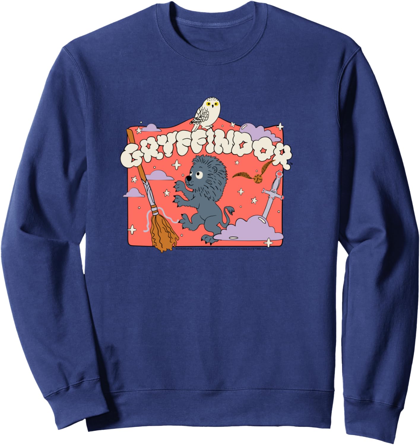 Amazon Essentials Harry Potter Hogwarts Gryffindor House Cartoon Scene Sweatshirt - Sweatshirt | Navy