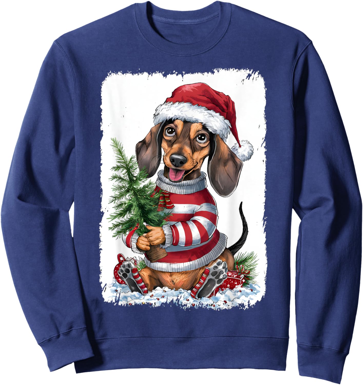 Christmas Dachshund Dog , Black, S Sweatshirt - Sweatshirt | Navy
