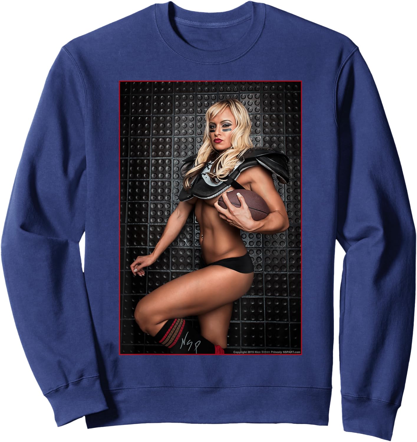 Pinup Girl T Shirt - Lauren Fogle Football Pin Up Sweatshirt - Sweatshirt | Navy