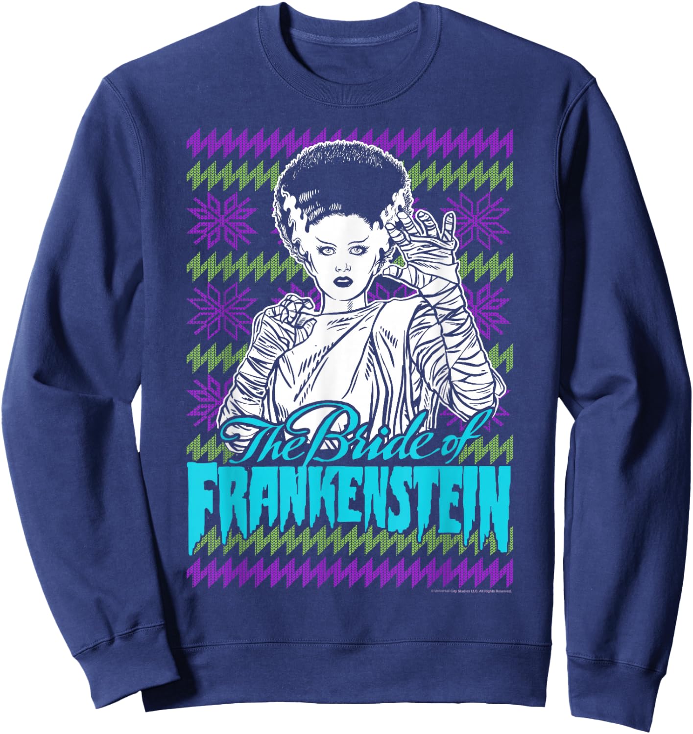 Universal Monsters Christmas The Bride Of Frankenstein C2 Sweatshirt - Sweatshirt | Navy