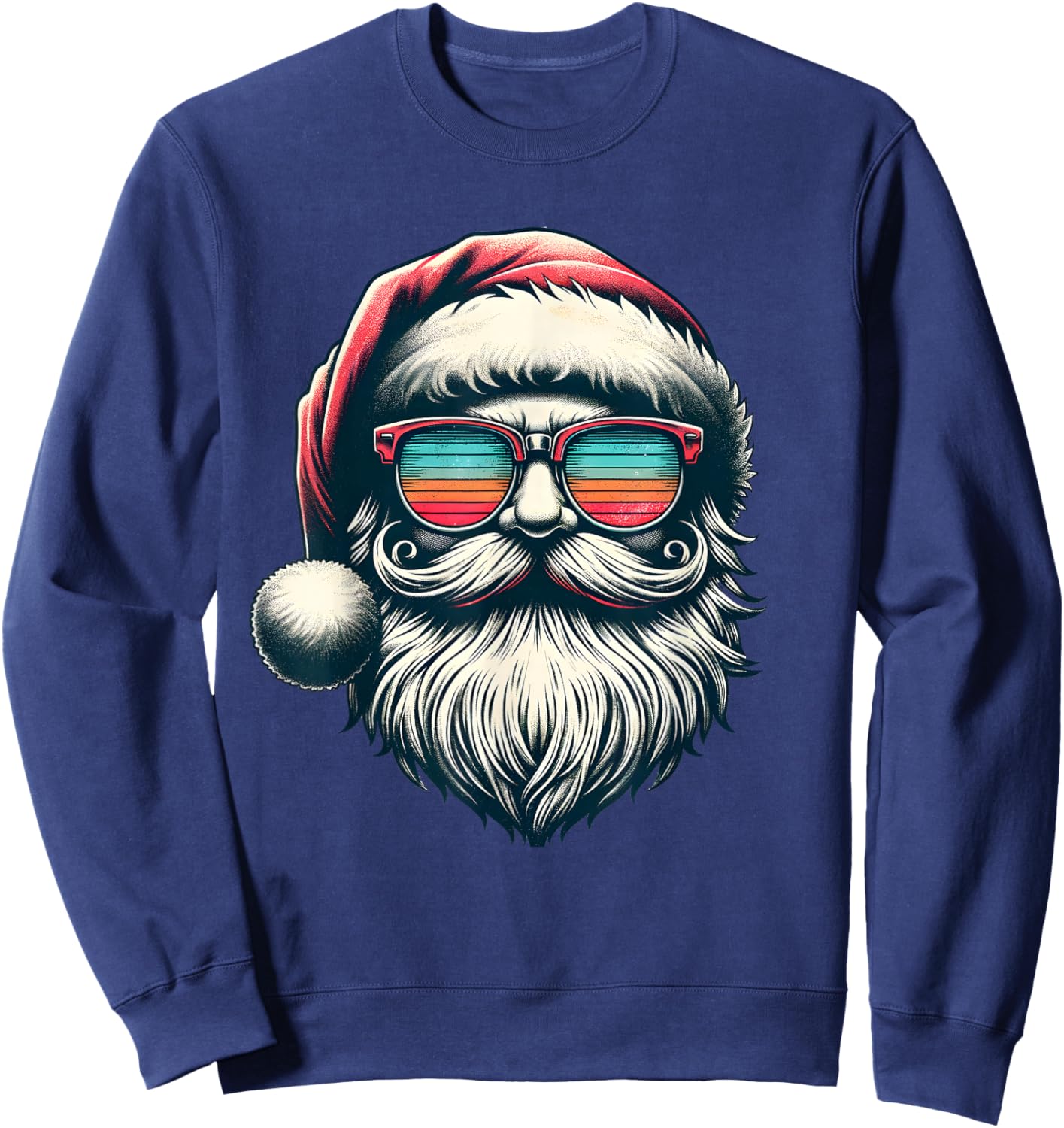 Santa Face Retro Sunglasses Christmas Xmas Men Women Kids Sweatshirt - Sweatshirt | Navy