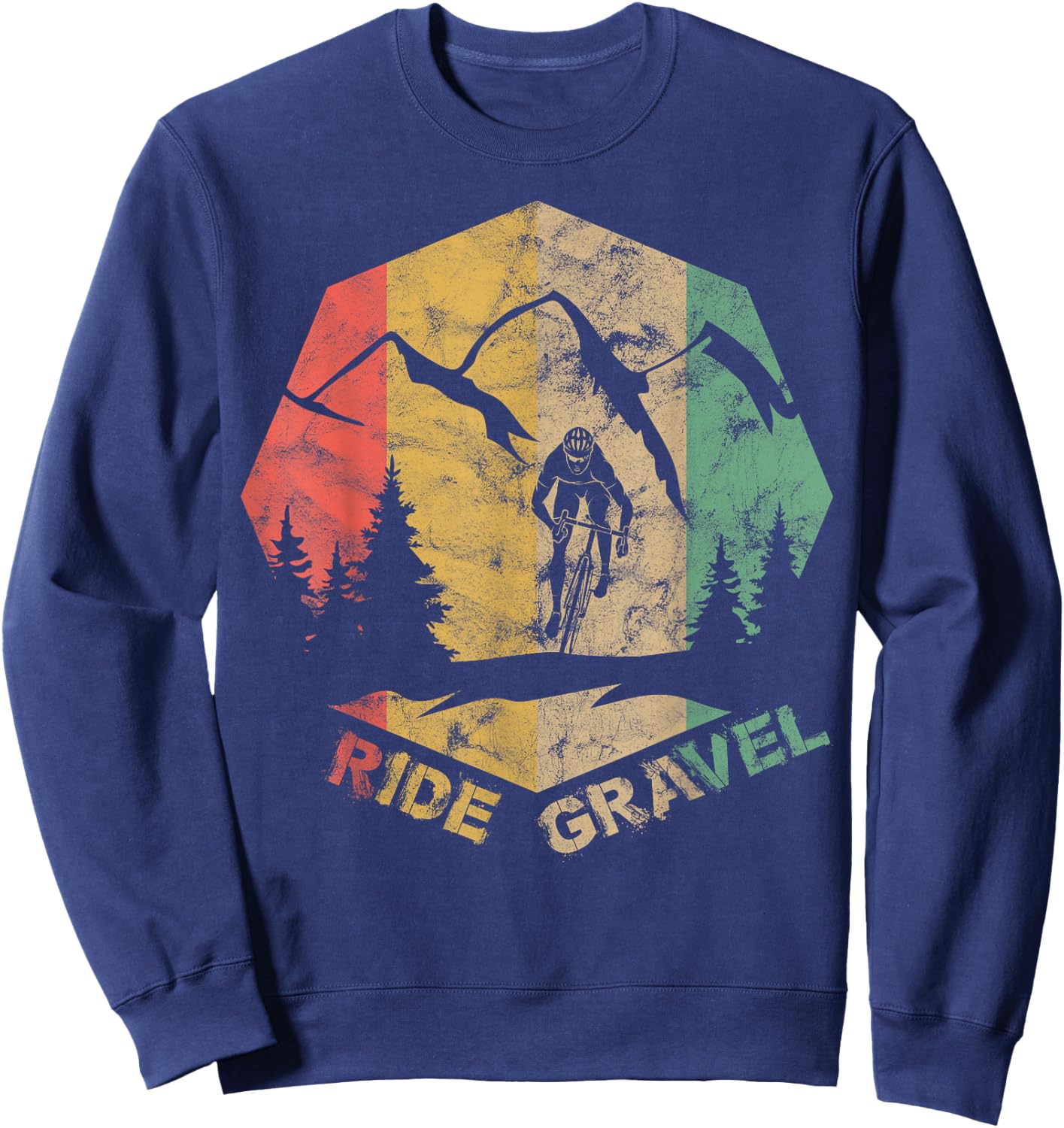 Vintage Gravel Bike Road Bike Ride Gravel Cyclocross Cyclist Sweatshirt - Sweatshirt | Navy