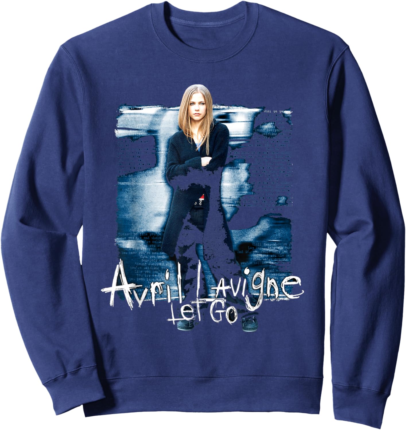 Avril Lavigne Official Let Go - Black, -Adults, Small, Short Sleeve, Classic Fit, Cotton, Polyester Sweatshirt - Sweatshirt | Navy