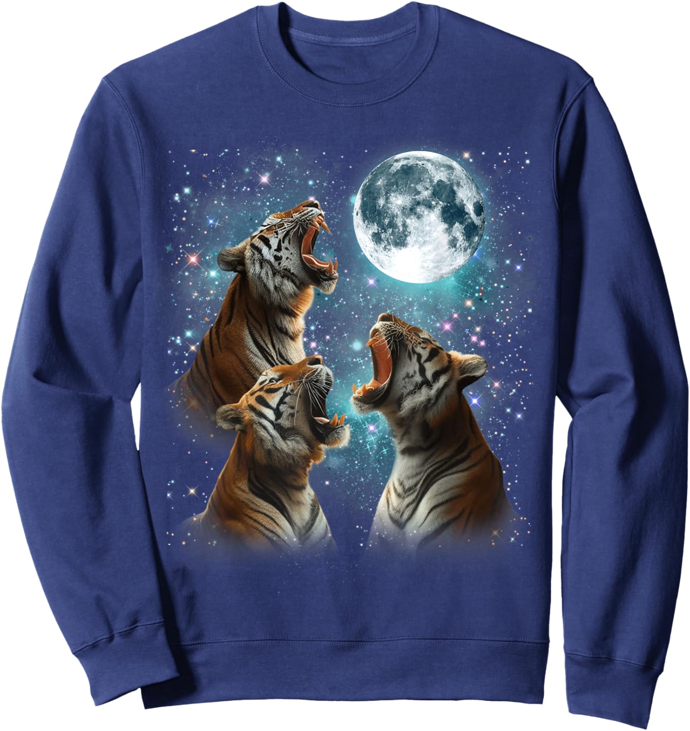 3 Tiger Moon Howling Tiger Head Funny , Women, Kid Sweatshirt - Sweatshirt | Navy