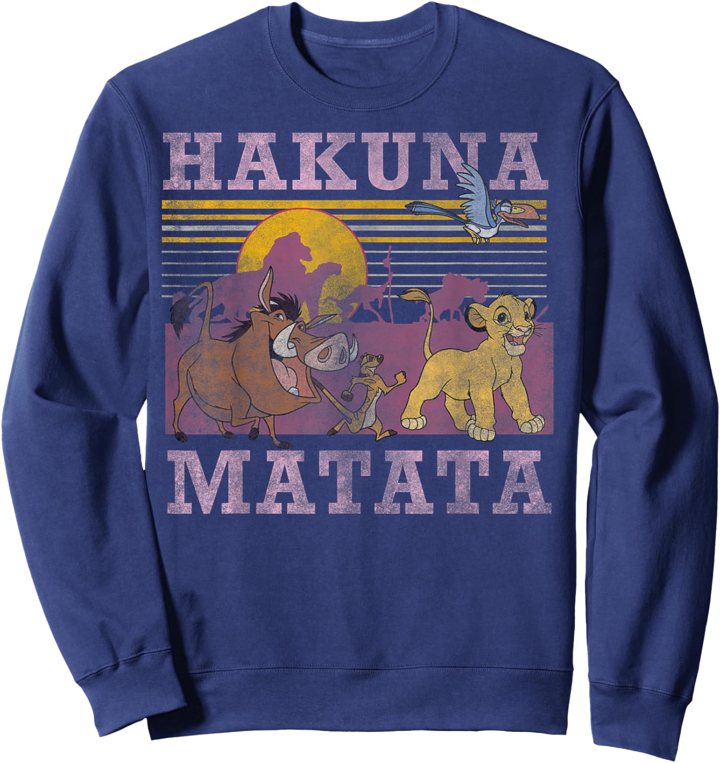 Disney Lion King Retro Hakuna Matata Faded Poster Sweatshirt - Sweatshirt | Navy
