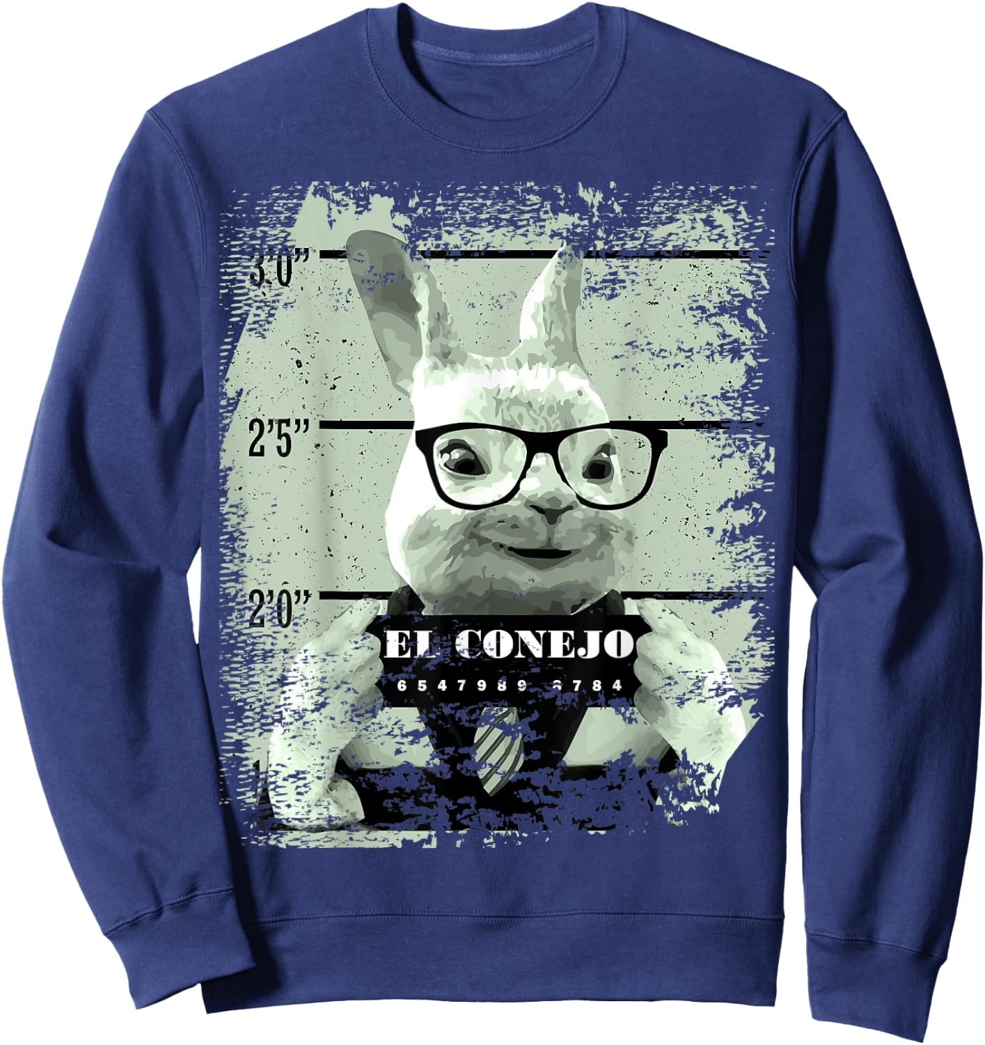 Bunny Mug Shot Rabbit in Jail Mexican El Conejo Sweatshirt - Sweatshirt | Navy
