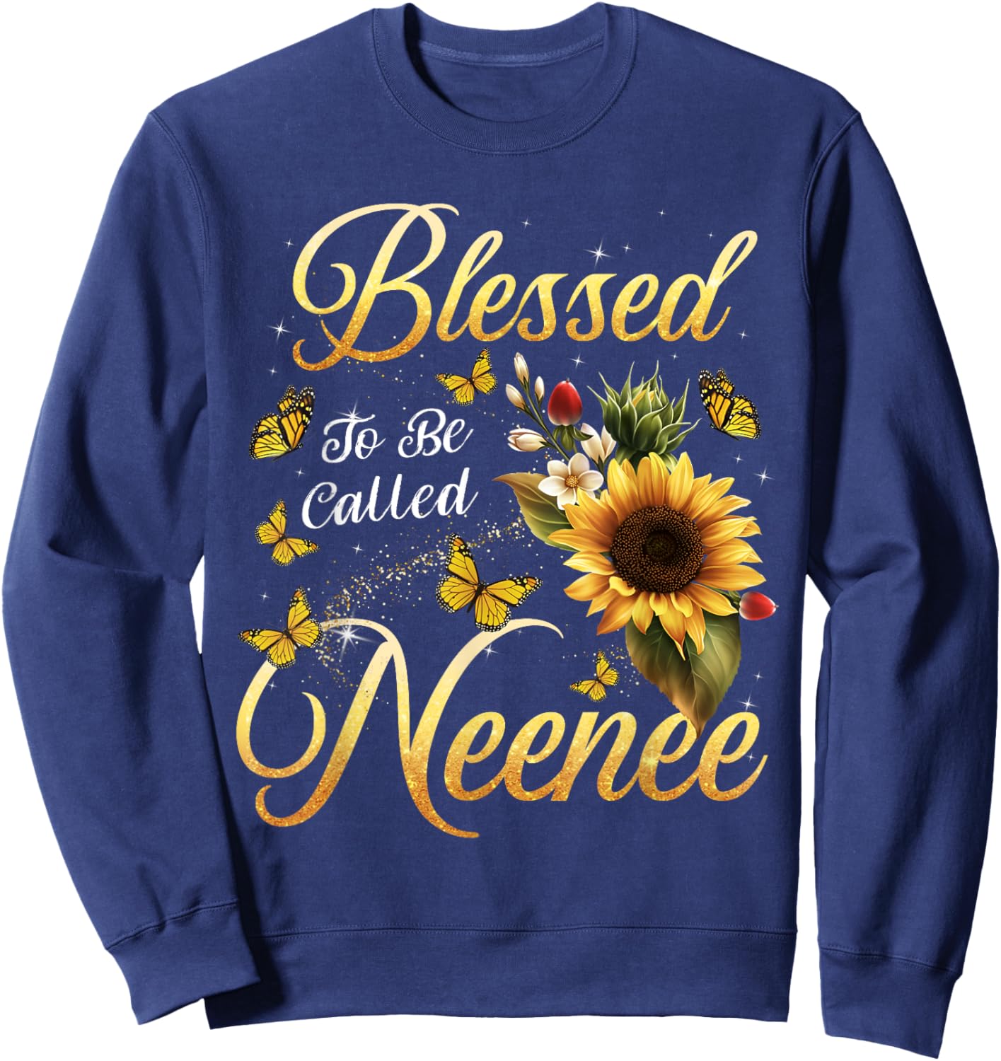 Blessed To Be Called Neenee Sunflower Christmas Mother's day Sweatshirt - Sweatshirt | Navy