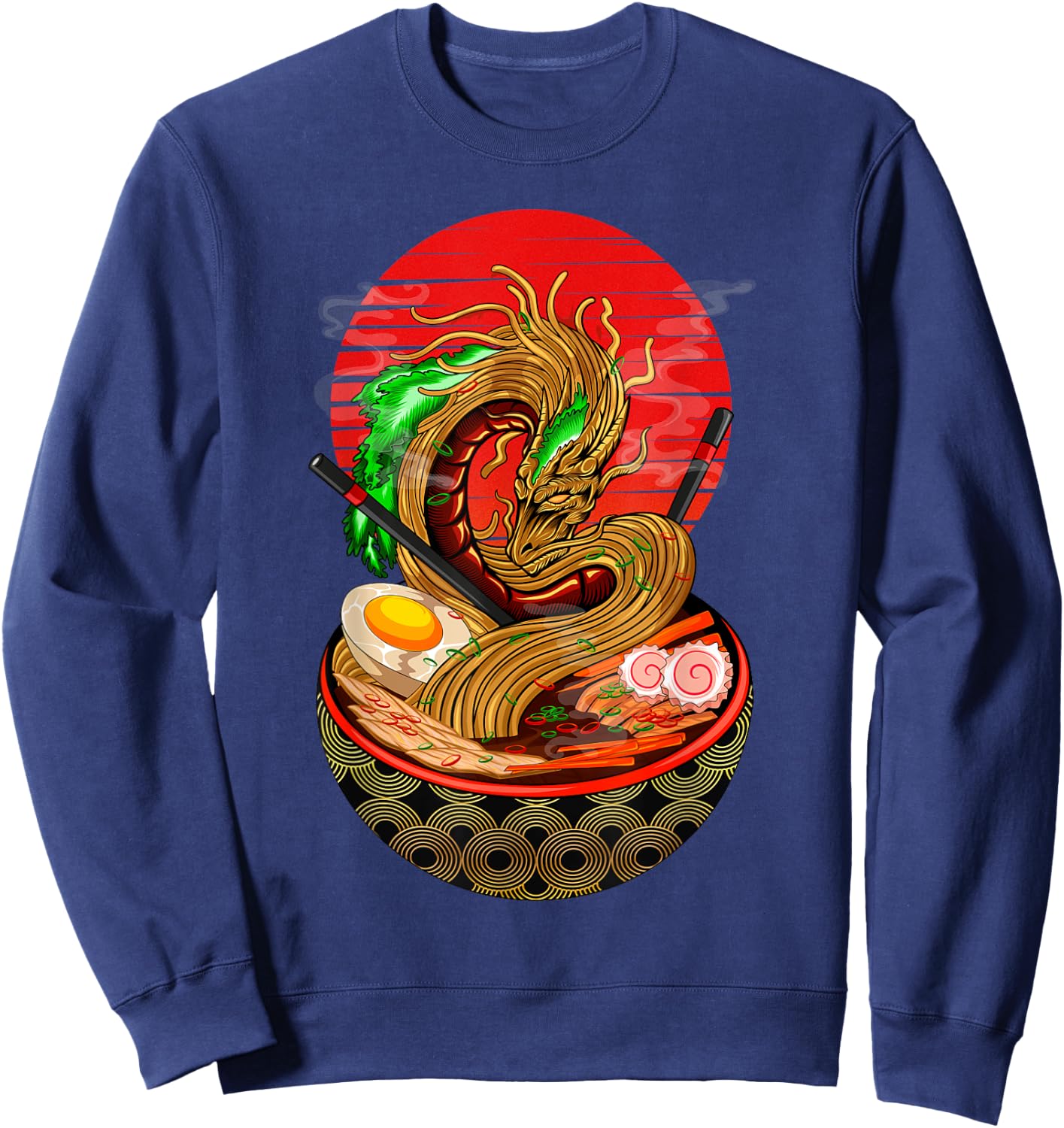 Kawaii Ramen Funny Japanese Asian Noodles Dragon Sweatshirt - Sweatshirt | Navy
