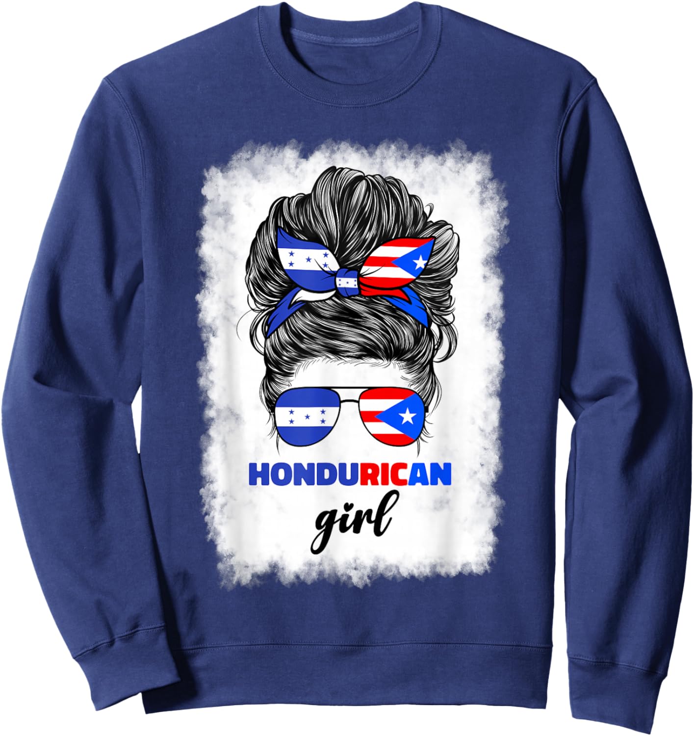 Half Honduran And Puerto Rican Rico Honduras Girl HonduRican Sweatshirt - Sweatshirt | Navy