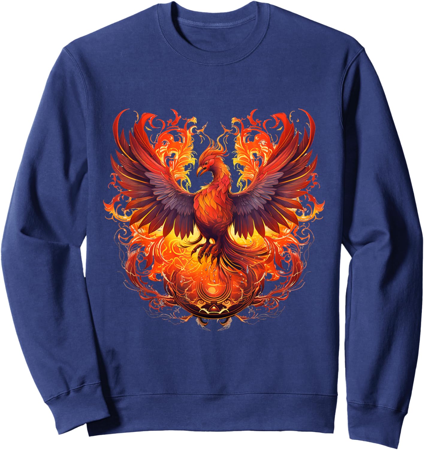 Phoenix Eagle Reborn New Beginning Flames Under Sun Symbolic Sweatshirt - Sweatshirt | Navy
