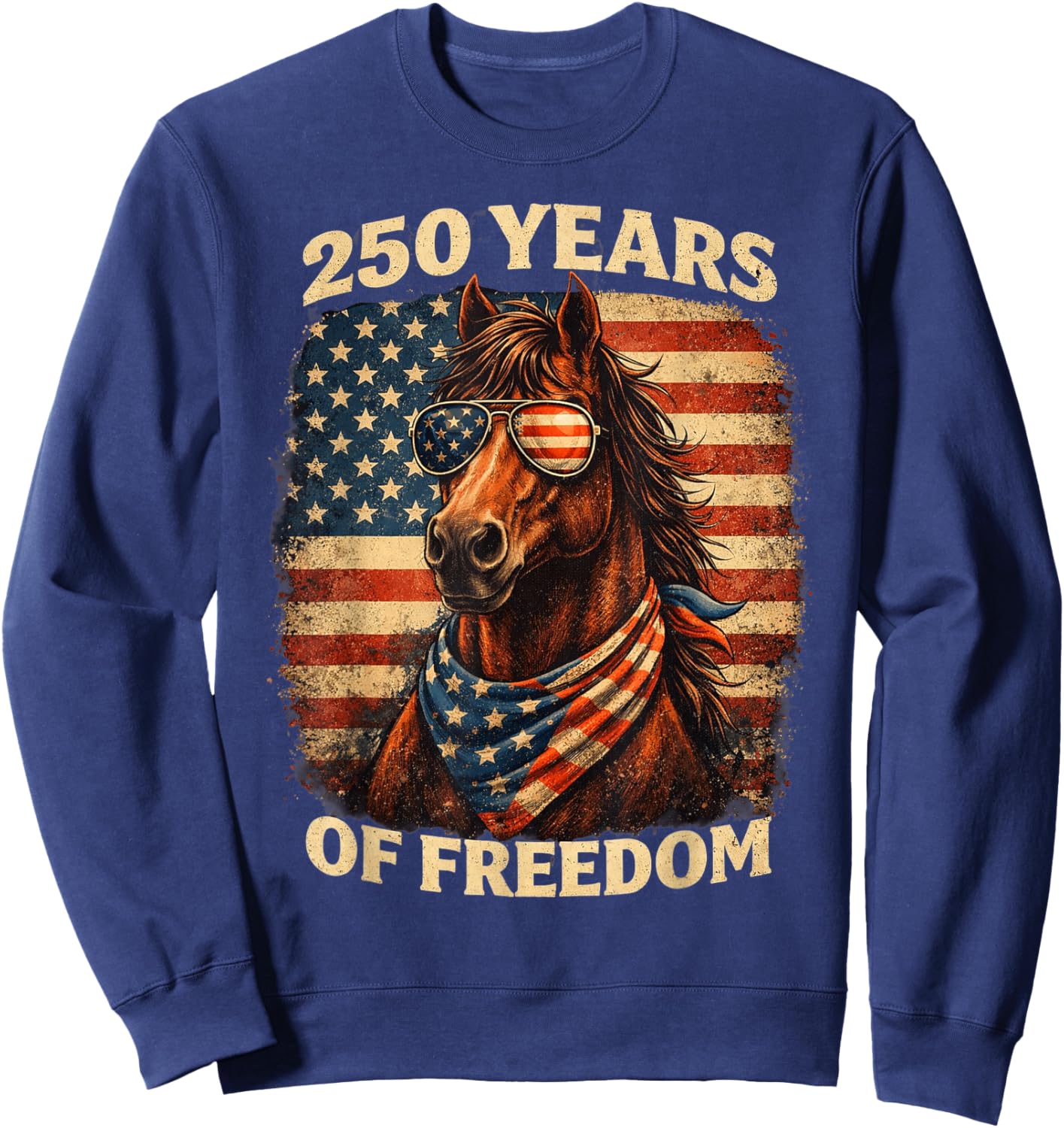 Horse 250Th Anniversary America 4th of July Horse Sweatshirt - Sweatshirt | Navy