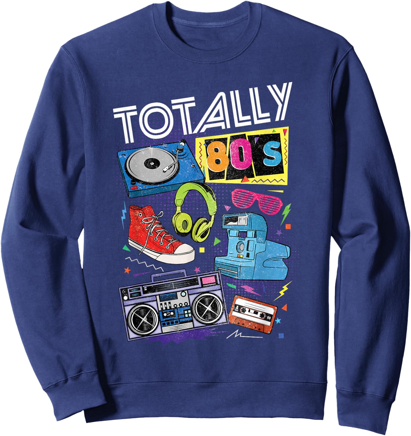 Funny 80s Retro 1980s Party Totally 80s Turntable Cassette Sweatshirt - Sweatshirt | Navy