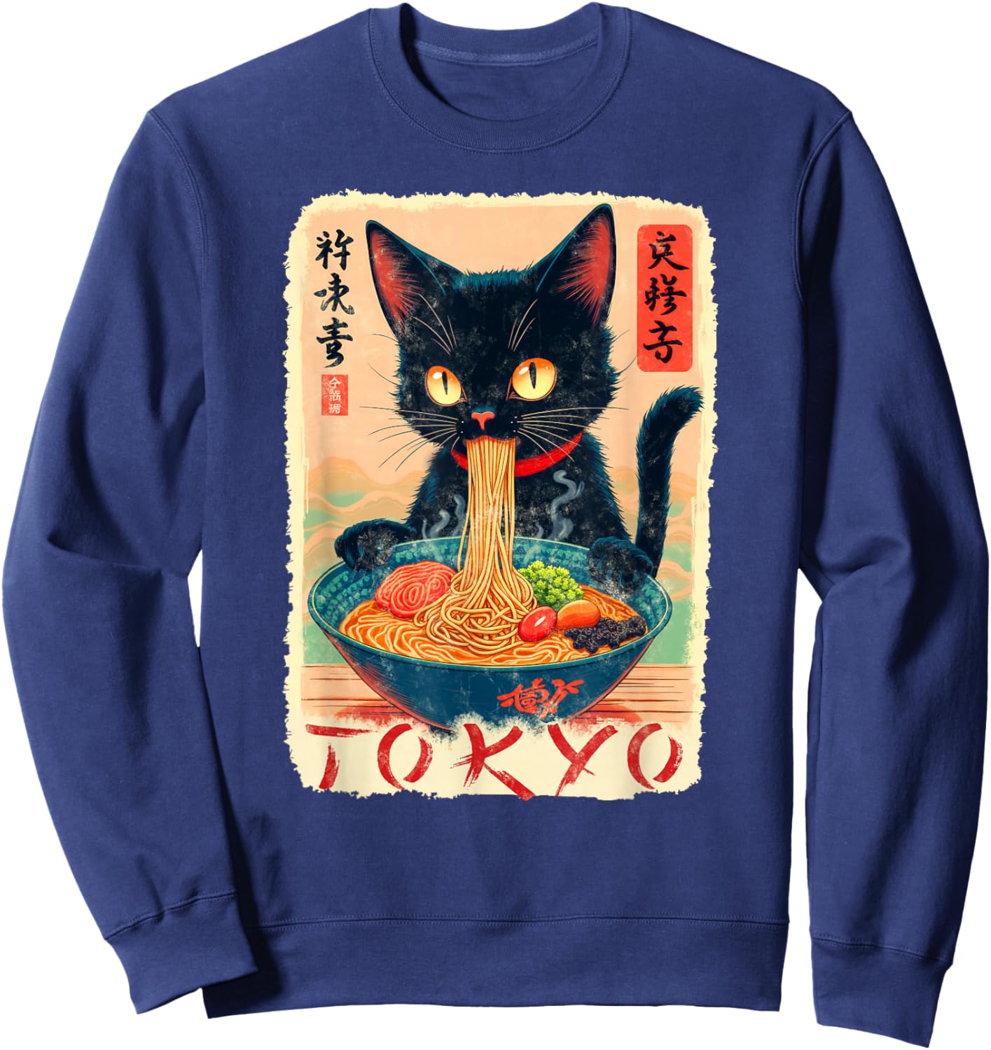 Tokyo cat Ramen Noodles Japanese Culture Sweatshirt - Sweatshirt | Navy