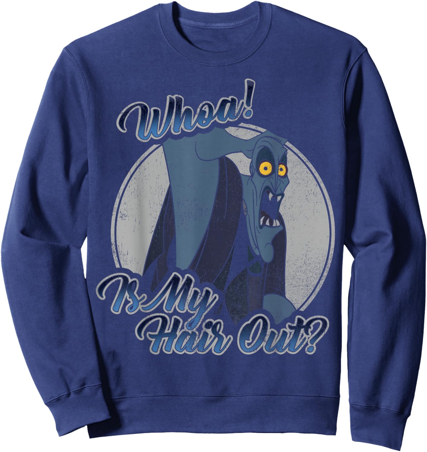 Disney Hercules Hades Whoa is My Hair Out Graphic Sweatshirt - Sweatshirt | Navy