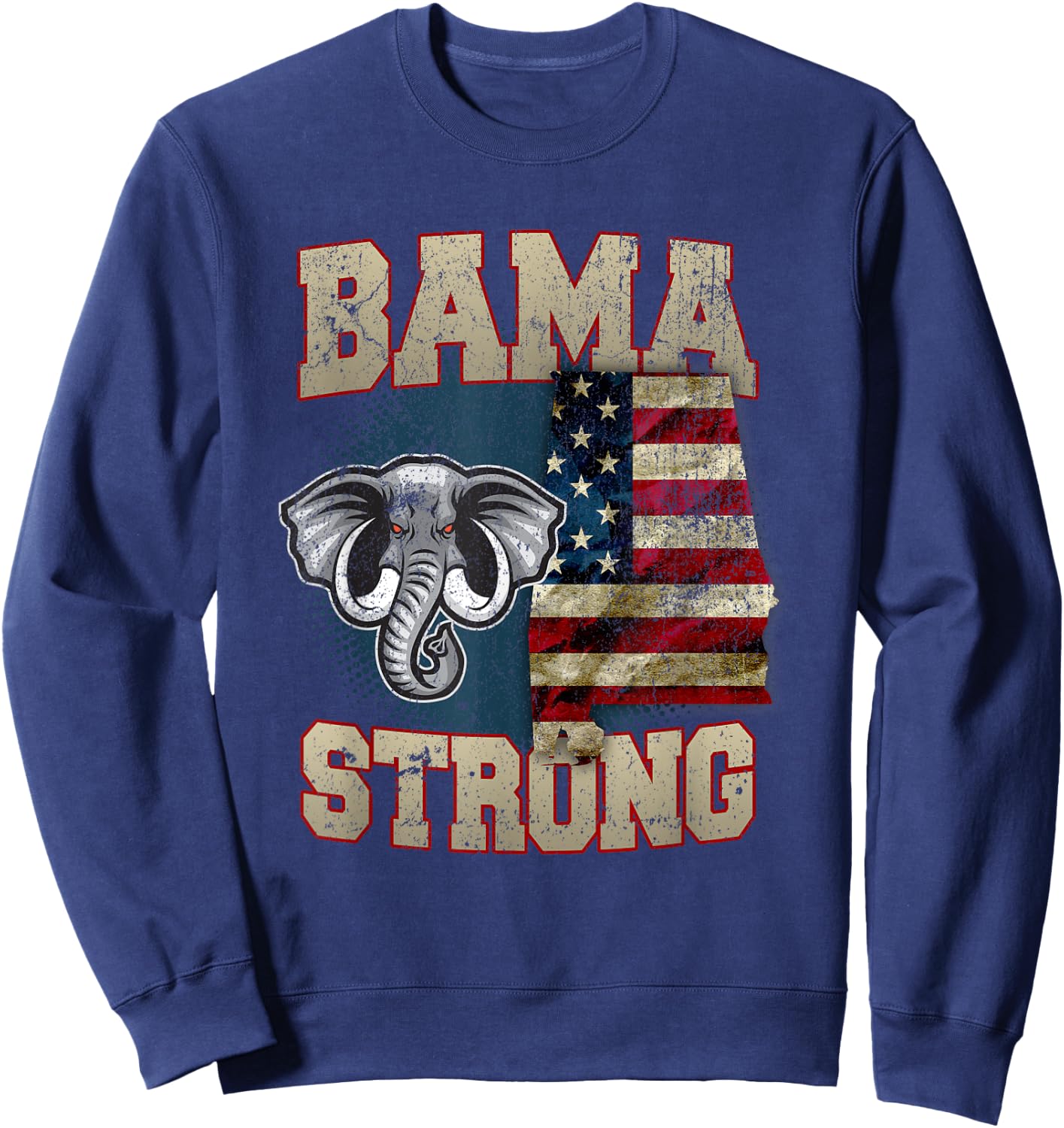 Bama Strong Alabama State With USA Flag Overlay Sweatshirt - Sweatshirt | Navy