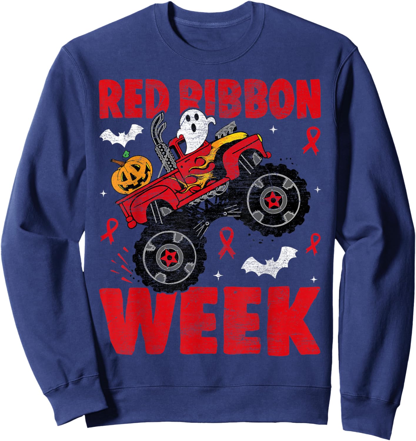 Red Ribbon Week Awareness Halloween Women Men Toddler Kids Sweatshirt - Sweatshirt | Navy